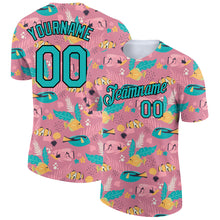 Load image into Gallery viewer, Custom Pink Aqua-Black 3D Pattern Design Summer Holiday Fish Performance T-Shirt