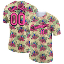Загрузить изображение в средство просмотра галереи, Custom City Cream Pink-Black 3D Pattern Design Tropical Hawaii Colibri And Flower Performance T-Shirt