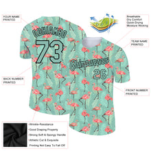 Загрузить изображение в средство просмотра галереи, Custom Teal Black 3D Pattern Design Tropical Hawaii Flamingo Performance T-Shirt