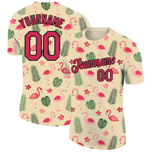 Load image into Gallery viewer, Custom City Cream Neon Pink-Black 3D Pattern Design Tropical Hawaii Flamingo Performance T-Shirt