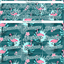 Charger l'image dans la galerie, Custom Teal White 3D Pattern Design Tropical Hawaii Flamingo Performance T-Shirt
