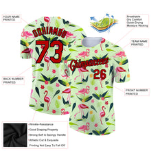 Загрузить изображение в средство просмотра галереи, Custom Pea Green Red-Black 3D Pattern Design Tropical Hawaii Flamingo Performance T-Shirt