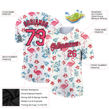 Load image into Gallery viewer, Custom White Neon Pink-Black 3D Pattern Design Tropical Hawaii Flamingo Performance T-Shirt