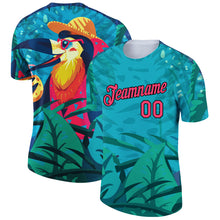 Load image into Gallery viewer, Custom Green Neon Pink-Black 3D Pattern Design Tropical Hawaii Pelican Performance T-Shirt