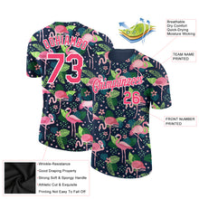 Загрузить изображение в средство просмотра галереи, Custom Navy Neon Pink-White 3D Pattern Design Tropical Hawaii Flamingo Performance T-Shirt