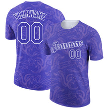 Load image into Gallery viewer, Custom Dark Purple White 3D Pattern Design Dragon Performance T-Shirt