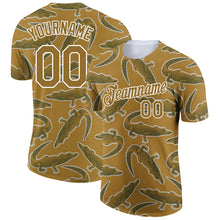 Charger l'image dans la galerie, Custom Old Gold White 3D Pattern Design Crocodile Performance T-Shirt