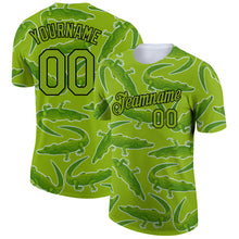 Load image into Gallery viewer, Custom Neon Green Black 3D Pattern Design Crocodile Performance T-Shirt