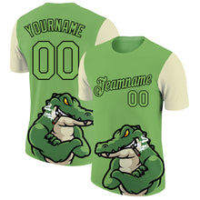 Load image into Gallery viewer, Custom Aurora Green Black-Cream 3D Pattern Design Crocodile Performance T-Shirt