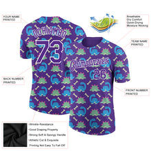 Load image into Gallery viewer, Custom Purple White 3D Pattern Design Dinosaur Performance T-Shirt