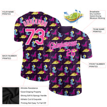 Load image into Gallery viewer, Custom Black Deep Pink-White 3D Pattern Design Dinosaur Performance T-Shirt
