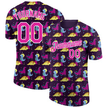 Load image into Gallery viewer, Custom Black Deep Pink-White 3D Pattern Design Dinosaur Performance T-Shirt