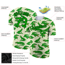 Laden Sie das Bild in den Galerie-Viewer, Custom Cream Aurora Green-Black 3D Pattern Design Crocodile Performance T-Shirt