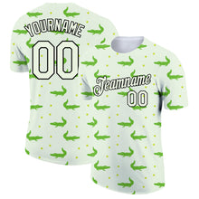Charger l'image dans la galerie, Custom Pea Green Black 3D Pattern Design Crocodile Performance T-Shirt