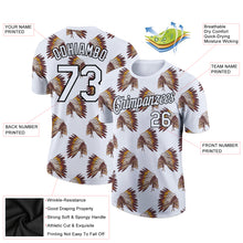 Charger l'image dans la galerie, Custom White Black 3D Pattern Design Skull With Feather Headdress Performance T-Shirt