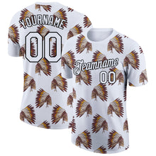 Charger l'image dans la galerie, Custom White Black 3D Pattern Design Skull With Feather Headdress Performance T-Shirt