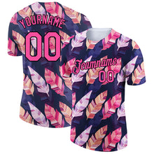 Загрузить изображение в средство просмотра галереи, Custom Black Pink 3D Pattern Design Tropical Palm Leaf Performance T-Shirt