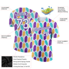 Load image into Gallery viewer, Custom White Purple 3D Pattern Design Feather Performance T-Shirt