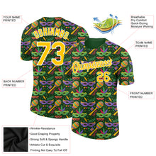 Load image into Gallery viewer, Custom Kelly Green Yellow-White 3D Pattern Design Holiday Party Mask Performance T-Shirt