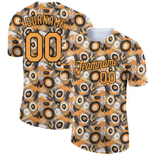 Charger l'image dans la galerie, Custom Gray Old Gold-Black 3D Pattern Design Abstract Graffiti Performance T-Shirt