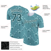 Charger l'image dans la galerie, Custom Teal White 3D Pattern Design Tropical Palm Leaf And Flower Performance T-Shirt