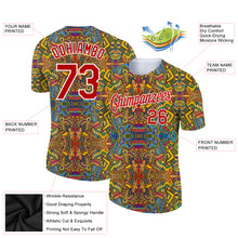 Load image into Gallery viewer, Custom White Red 3D Pattern Design Boho Style Performance T-Shirt