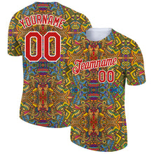 Load image into Gallery viewer, Custom White Red 3D Pattern Design Boho Style Performance T-Shirt