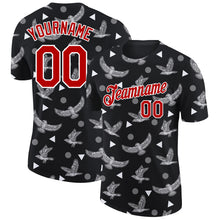 Load image into Gallery viewer, Custom Black Red-White 3D Pattern Design Eagle Performance T-Shirt
