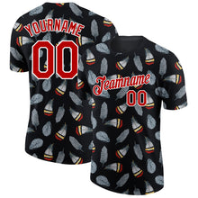 Загрузить изображение в средство просмотра галереи, Custom Black Red-White 3D Pattern Design Feather Performance T-Shirt