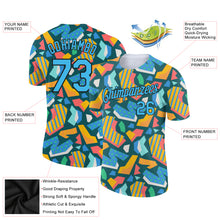 Load image into Gallery viewer, Custom Black Sky Blue 3D Pattern Design Cutout Collage Performance T-Shirt