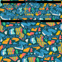 Load image into Gallery viewer, Custom Black Sky Blue 3D Pattern Design Cutout Collage Performance T-Shirt