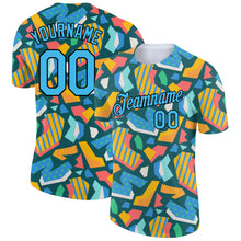 Load image into Gallery viewer, Custom Black Sky Blue 3D Pattern Design Cutout Collage Performance T-Shirt