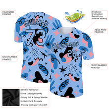 Загрузить изображение в средство просмотра галереи, Custom Light Blue Black 3D Pattern Design Abstract Doodle Performance T-Shirt