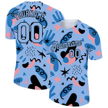 Загрузить изображение в средство просмотра галереи, Custom Light Blue Black 3D Pattern Design Abstract Doodle Performance T-Shirt
