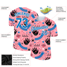 Load image into Gallery viewer, Custom Medium Pink Powder Blue-White 3D Pattern Design Abstract Doodle Performance T-Shirt