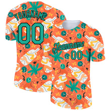 Загрузить изображение в средство просмотра галереи, Custom Orange Aqua-Black 3D Pattern Design Abstract Doodle Performance T-Shirt