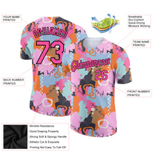 Load image into Gallery viewer, Custom Pink Black 3D Pattern Design Abstract Doodle Performance T-Shirt