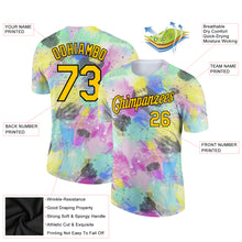 Load image into Gallery viewer, Custom White Yellow-Black 3D Pattern Design Abstract Doodle Performance T-Shirt