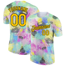 Load image into Gallery viewer, Custom White Yellow-Black 3D Pattern Design Abstract Doodle Performance T-Shirt