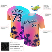 Загрузить изображение в средство просмотра галереи, Custom Purple Navy-White 3D Pattern Design Hawaii Palm Trees Performance T-Shirt