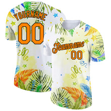 Laden Sie das Bild in den Galerie-Viewer, Custom White Bay Orange-Black 3D Pattern Design Hawaii Palm Leaves Performance T-Shirt