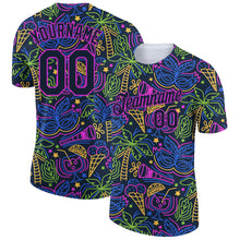 Charger l'image dans la galerie, Custom Navy Purple 3D Pattern Design Hawaii Summer Holiday Party Performance T-Shirt