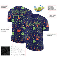 Загрузить изображение в средство просмотра галереи, Custom Navy Pea Green 3D Pattern Design Hawaii Summer Holiday Party Performance T-Shirt