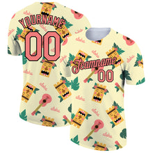 Laden Sie das Bild in den Galerie-Viewer, Custom Cream Medium Pink-Black 3D Pattern Design Hawaii Summer Holiday Party Performance T-Shirt