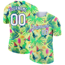 Загрузить изображение в средство просмотра галереи, Custom Neon Yellow White-Royal 3D Pattern Design Hawaii Summer Holiday Performance T-Shirt