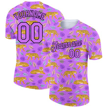 Load image into Gallery viewer, Custom Purple Black 3D Pattern Design Tiger Performance T-Shirt
