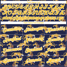 Load image into Gallery viewer, Custom Navy Gold-White 3D Pattern Design Tiger Performance T-Shirt