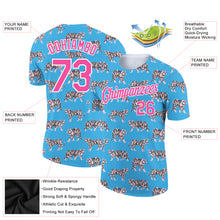 Load image into Gallery viewer, Custom Light Blue Pink-White 3D Pattern Design Tiger Performance T-Shirt