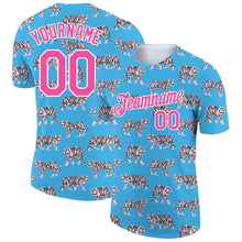 Load image into Gallery viewer, Custom Light Blue Pink-White 3D Pattern Design Tiger Performance T-Shirt