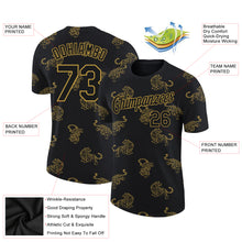 Load image into Gallery viewer, Custom Black Old Gold 3D Pattern Design Tiger Performance T-Shirt